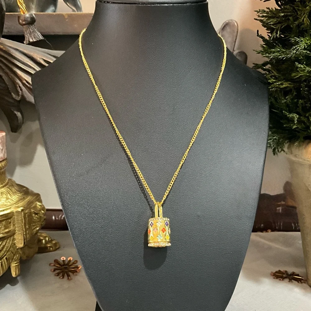 Elegant Gold Necklace with Colorful Pendant - Picture 1 of 11